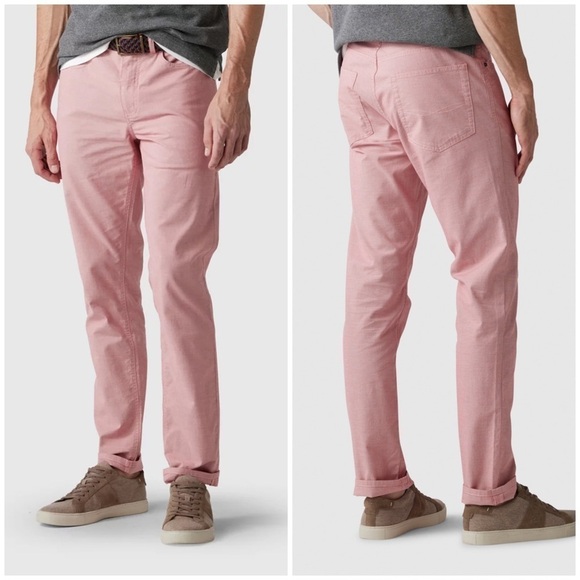 New Rodd & Gunn Straight Fit Jean Pants Coral Red Lived In Washed Sz 38 - Picture 1 of 15